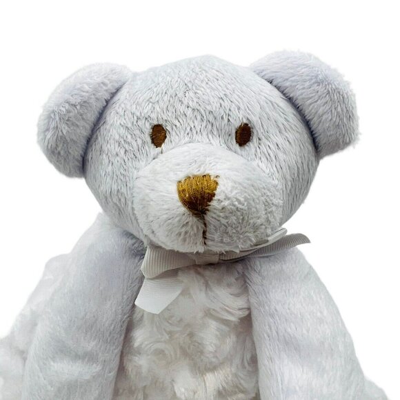Blankets & Beyond White Bear Baby Lovey Security Blanket Satin Back - Picture 2 of 7